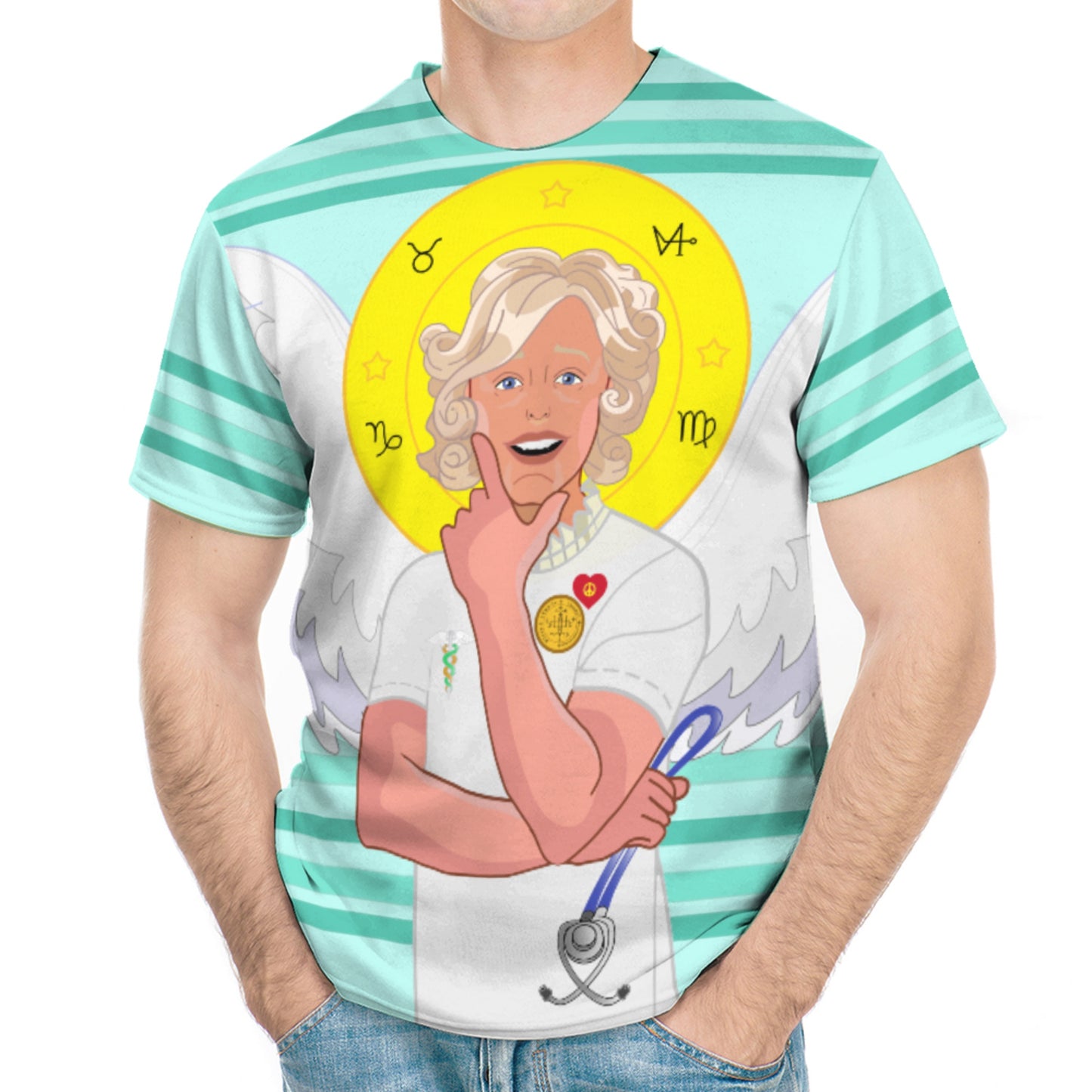 Men´s T-shirt GLOBAL FREEDOM UNITED© Archangel Gabriel Latin Light Green