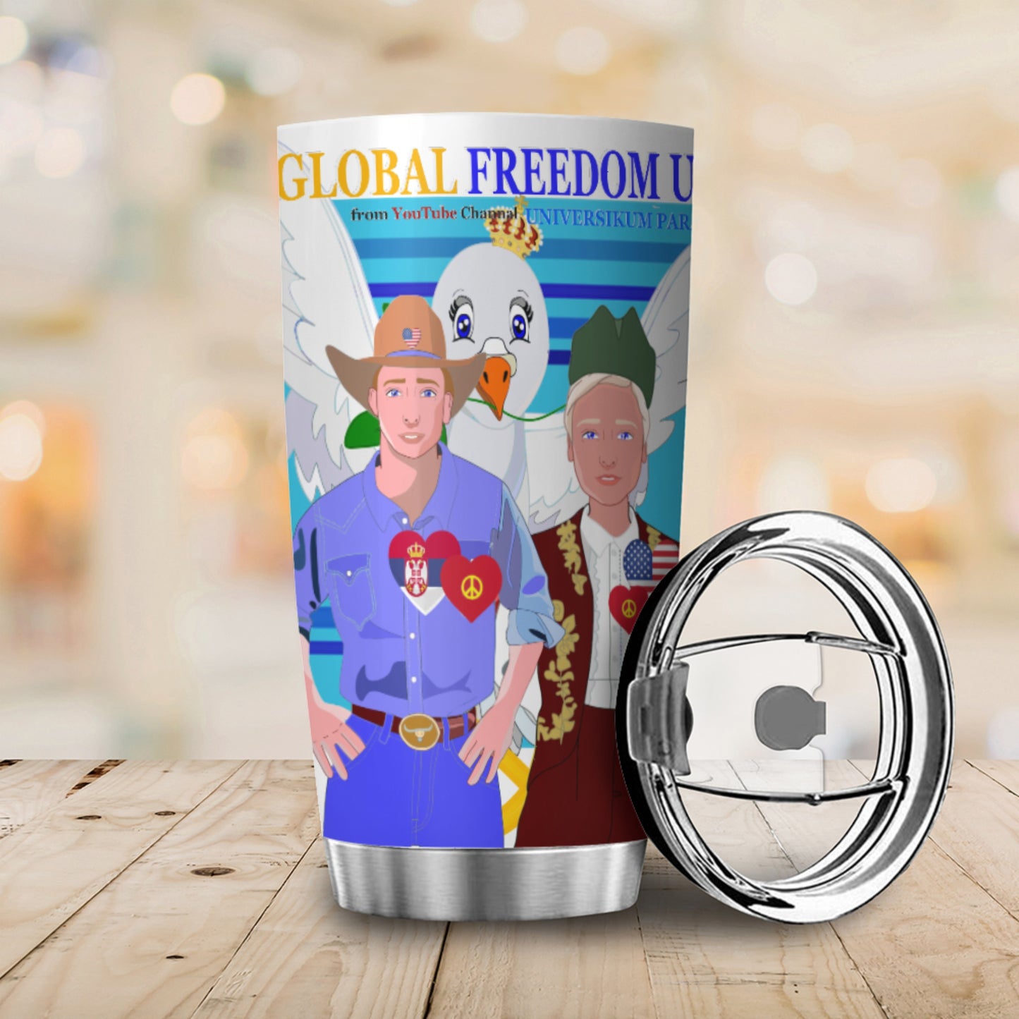 Tumbler GLOBAL FREEDOM UNITED© Men Serbia & USA Blue