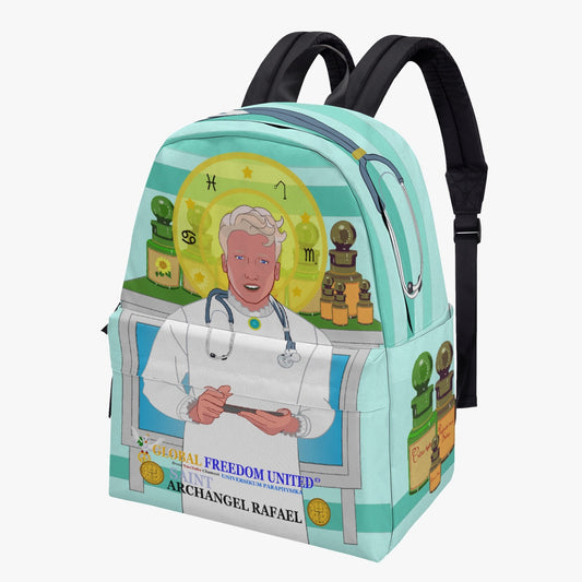 GLOBAL FREEDOM UNITED© Archangel Rafael as Doc English Light Green - All-over-print Canvas Backpack
