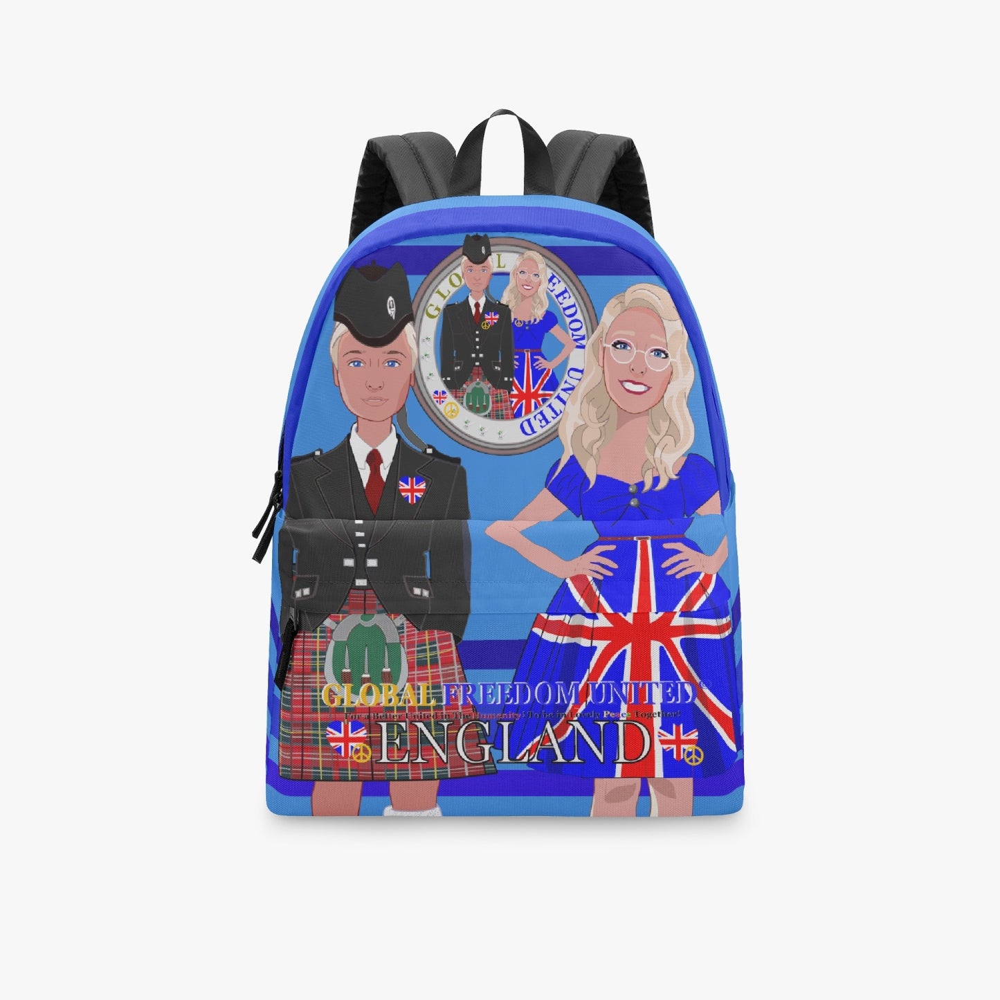 GLOBAL FREEDOM UNITED© Couple England Deep Blue - All-over-print Canvas Backpack