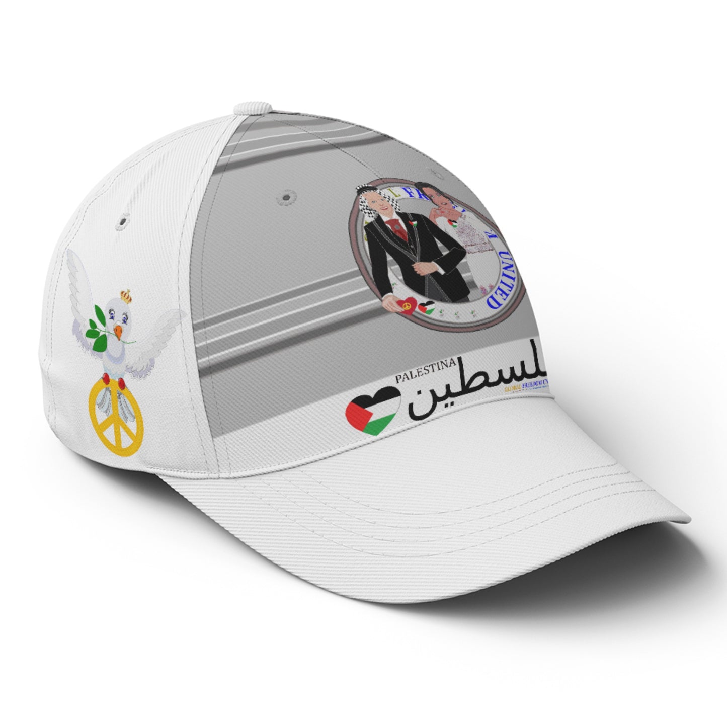 Basketball Cap GLOBAL FREEDOM UNITED© Couple Palestina Grey
