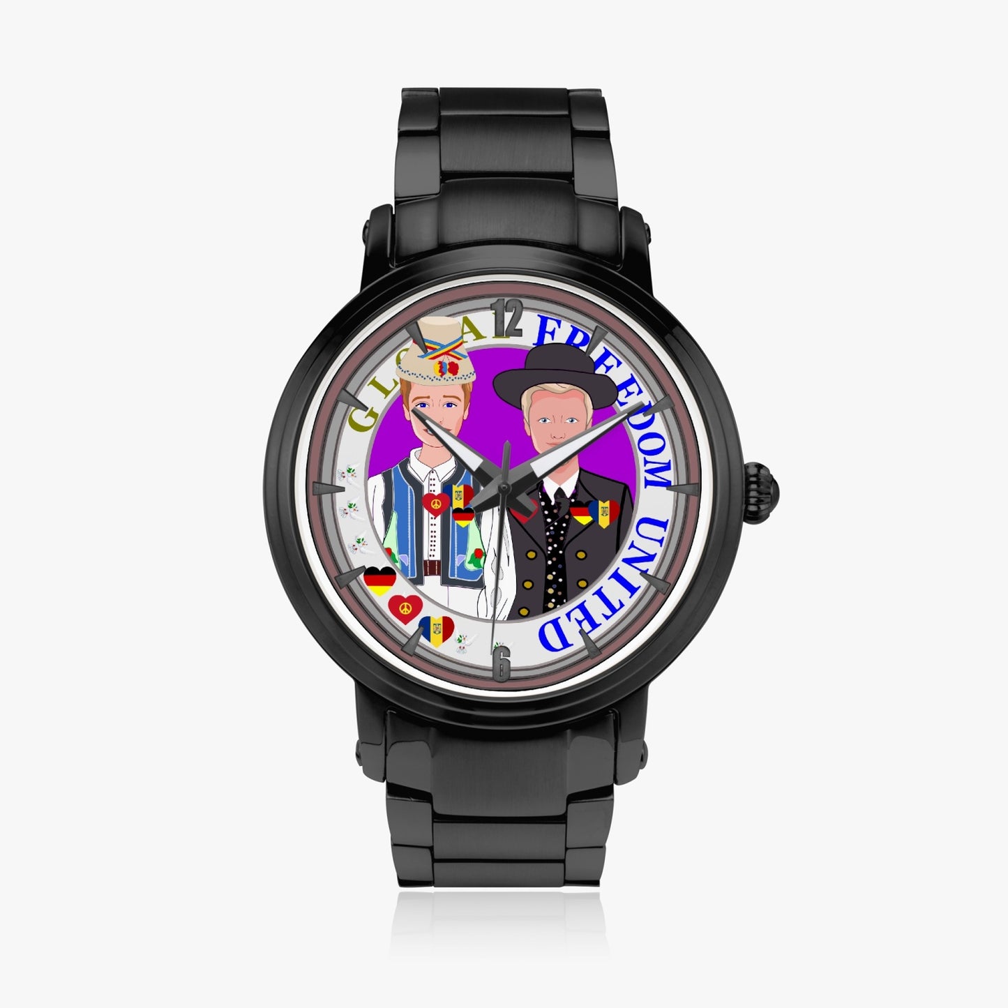 New Steel Strap Automatic Watch (With Indicators) GLOBAL FREEDOM UNITED MEN ROMANIA & GERMANY