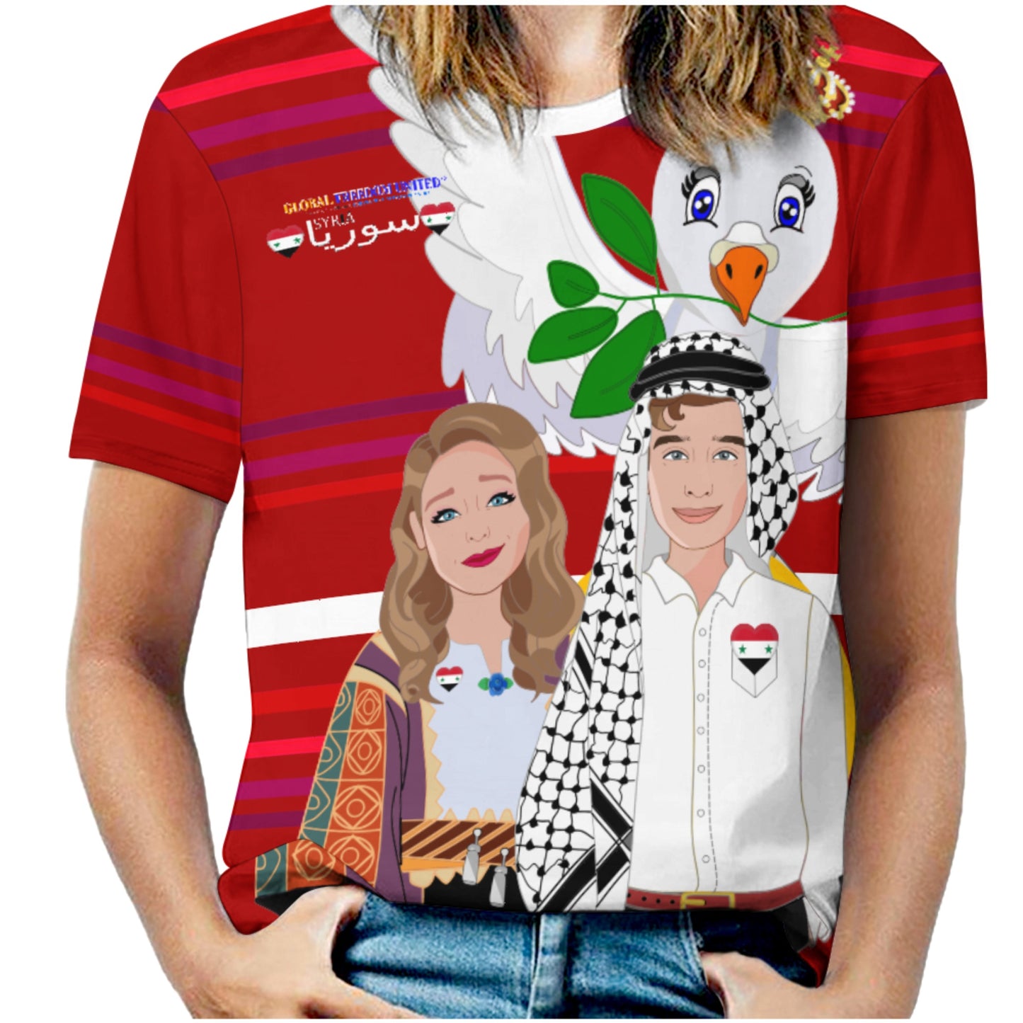 Women´s T-shirt  GLOBAL FREEDOM UNITED© Couple Syria Red