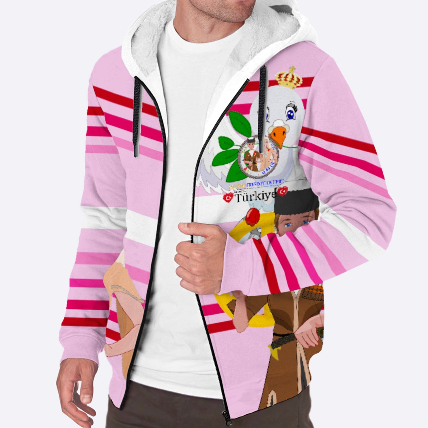 Plush Hoodie GLOBAL FREEDOM UNITED© Couple Turkey Pink1