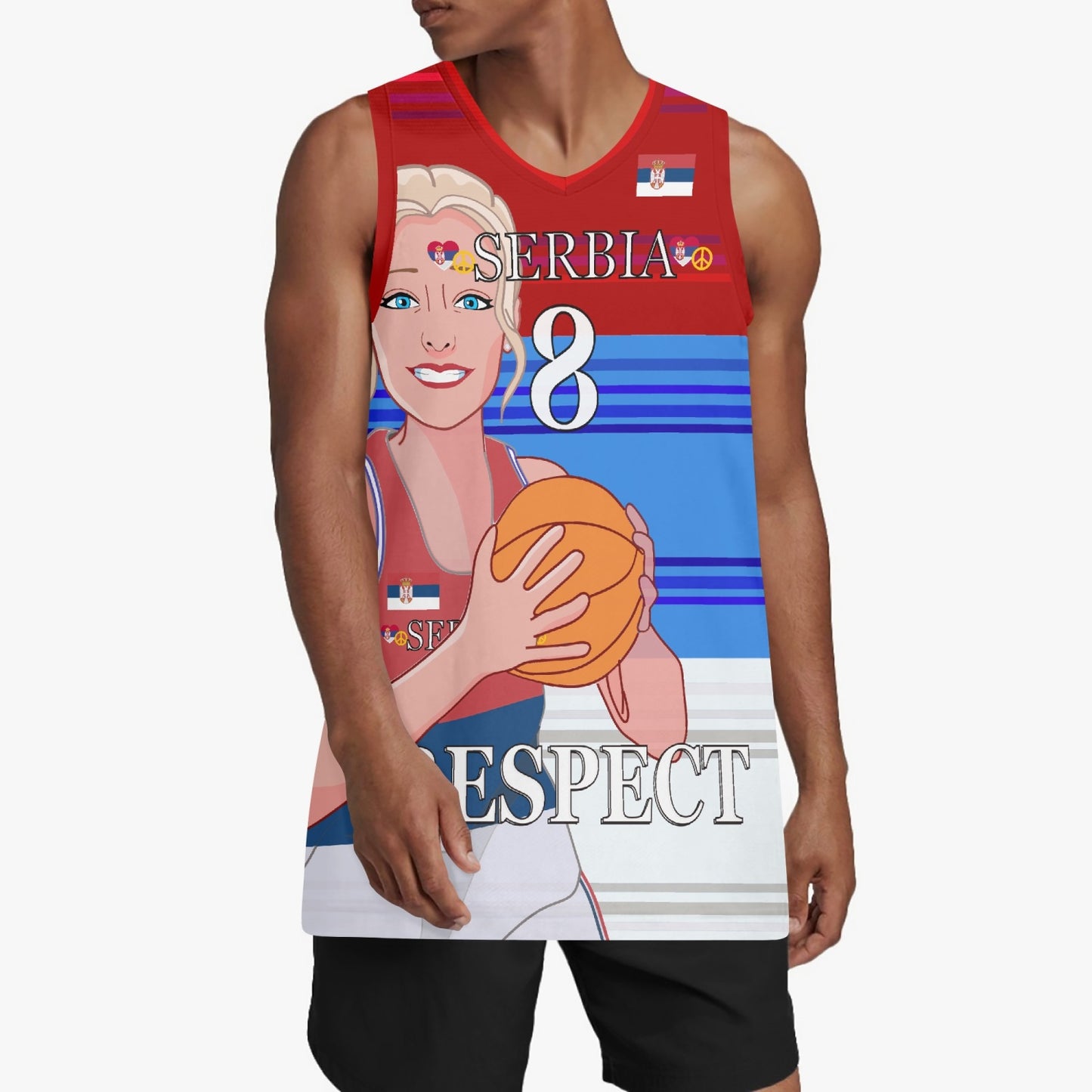 Basketball Jersey GLOBAL FREEDOM UNITED COUPLE EDITION WOMEN SERBIA v1 8