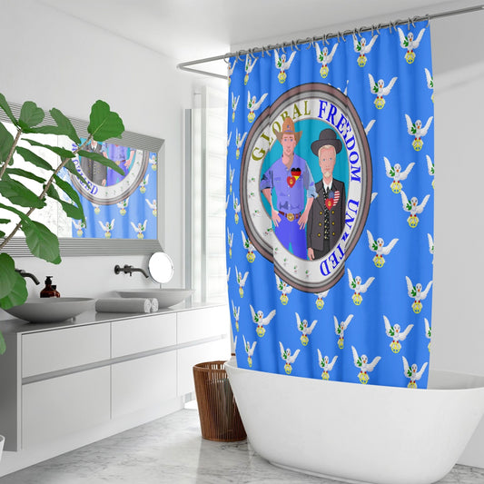 GLOBAL FREEDOM UNITED MEN USA & GERMANY OLD PEACE BLUE Quick-drying Shower Curtain