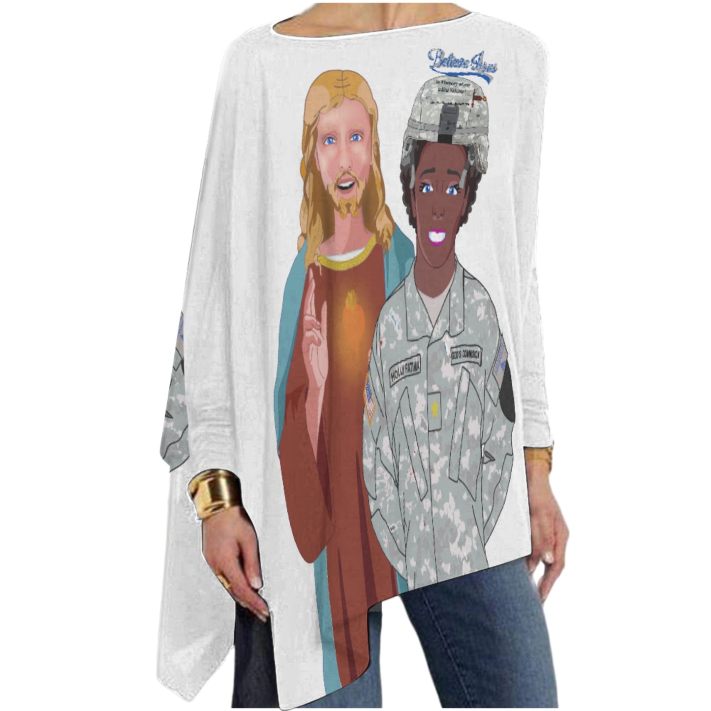 Pullover Long Sleeve T-shirt GLOBAL FREEDOM UNITED© Jesus Christ For Fallen Veteran US  Afro American Soldiers V2