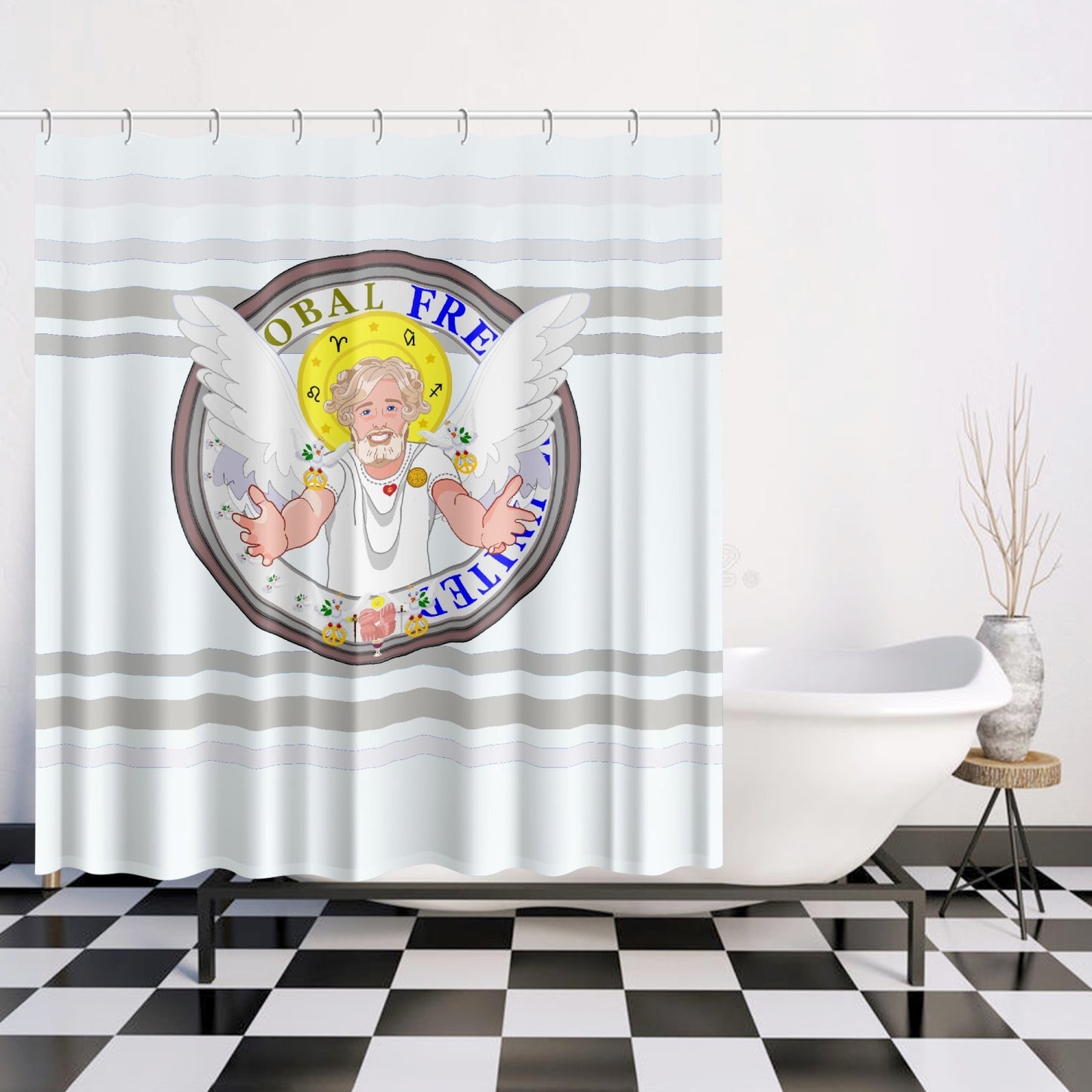 Quick-drying Shower Curtain GLOBAL FREEDOM UNITED© Archangel Uriel Wight