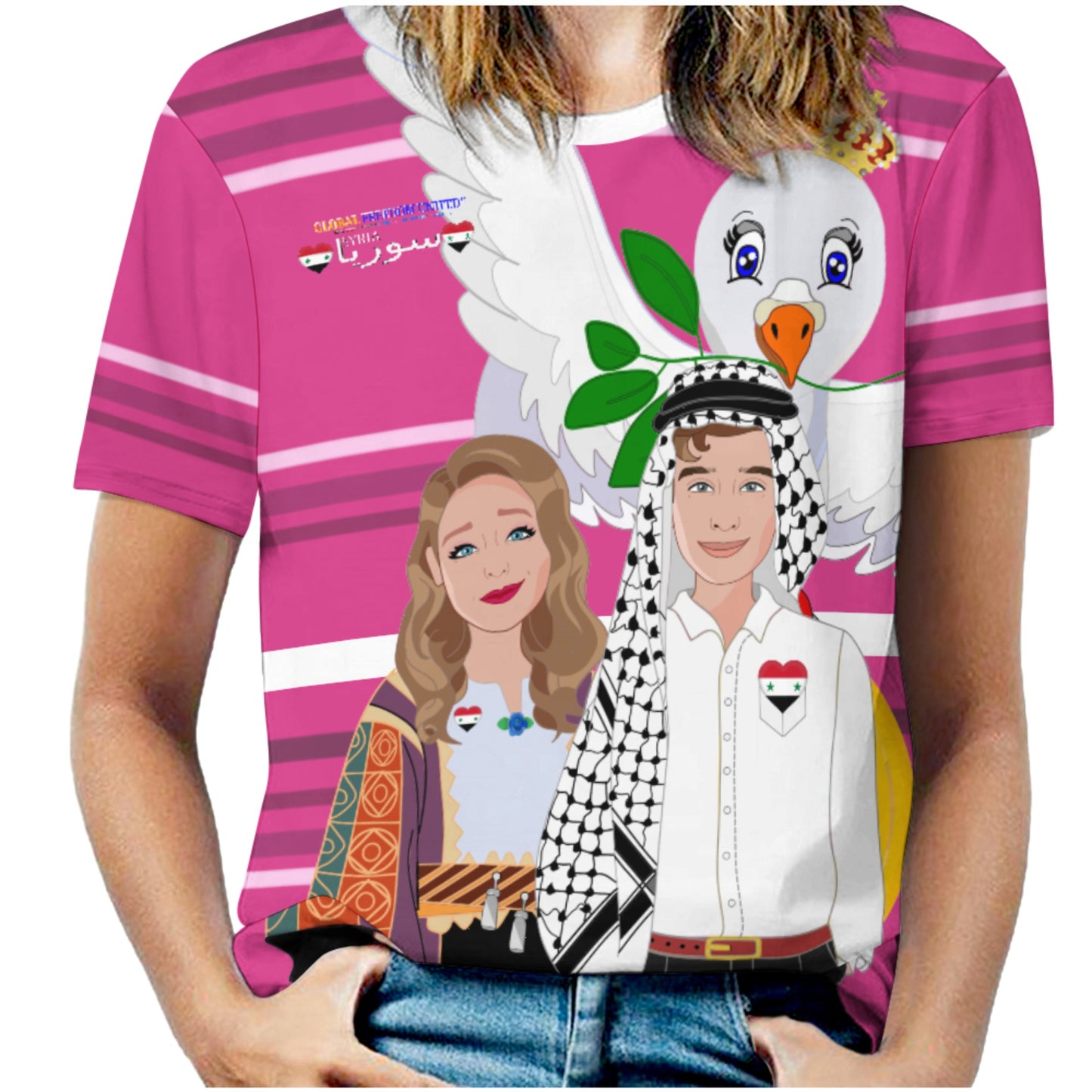 Women´s T-shirt  GLOBAL FREEDOM UNITED© Couple Syria Pink2