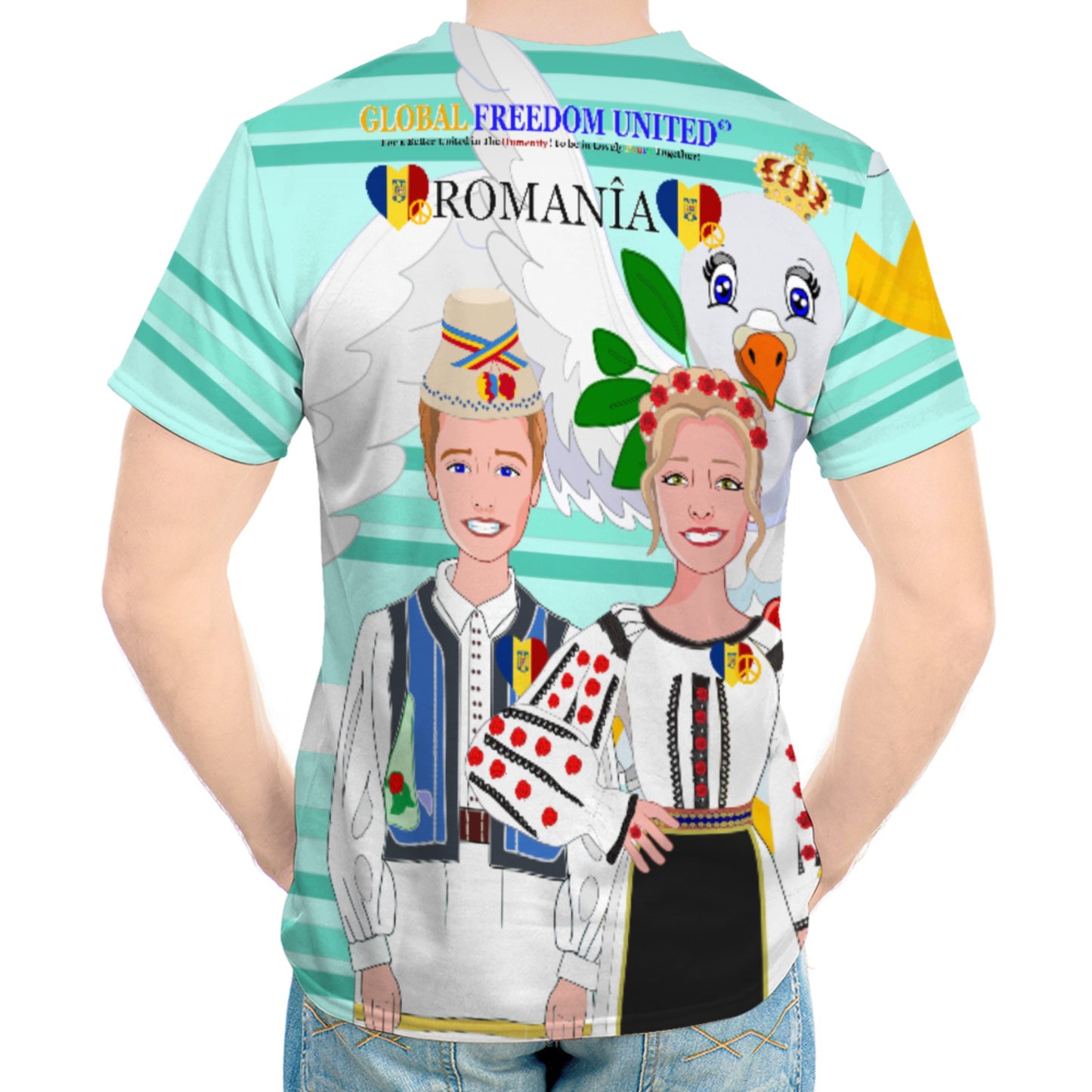 Men´s T-shirt GLOBAL FREEDOM UNITED© Couple Romania Light Green