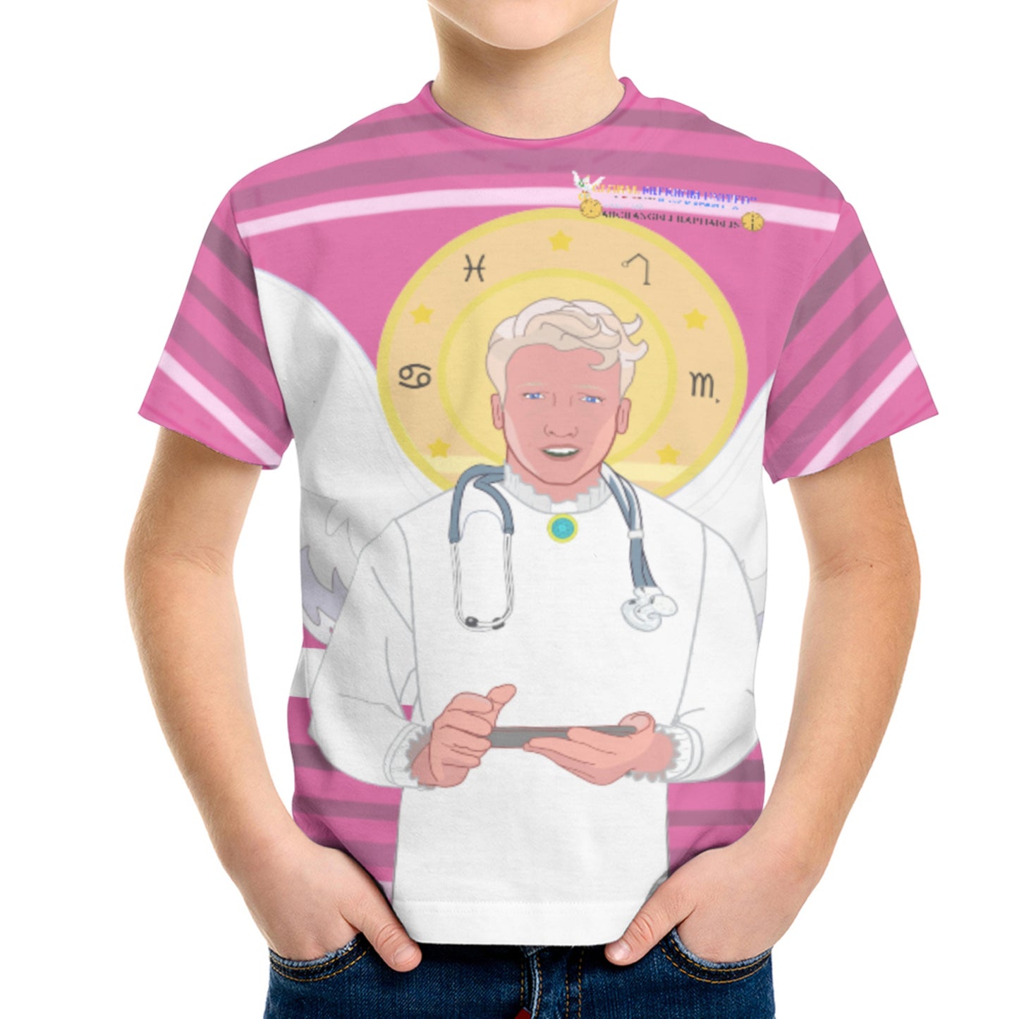 Kid´s T-shirt Global Freedom United© Archangel Rafael Old Latin Pink2