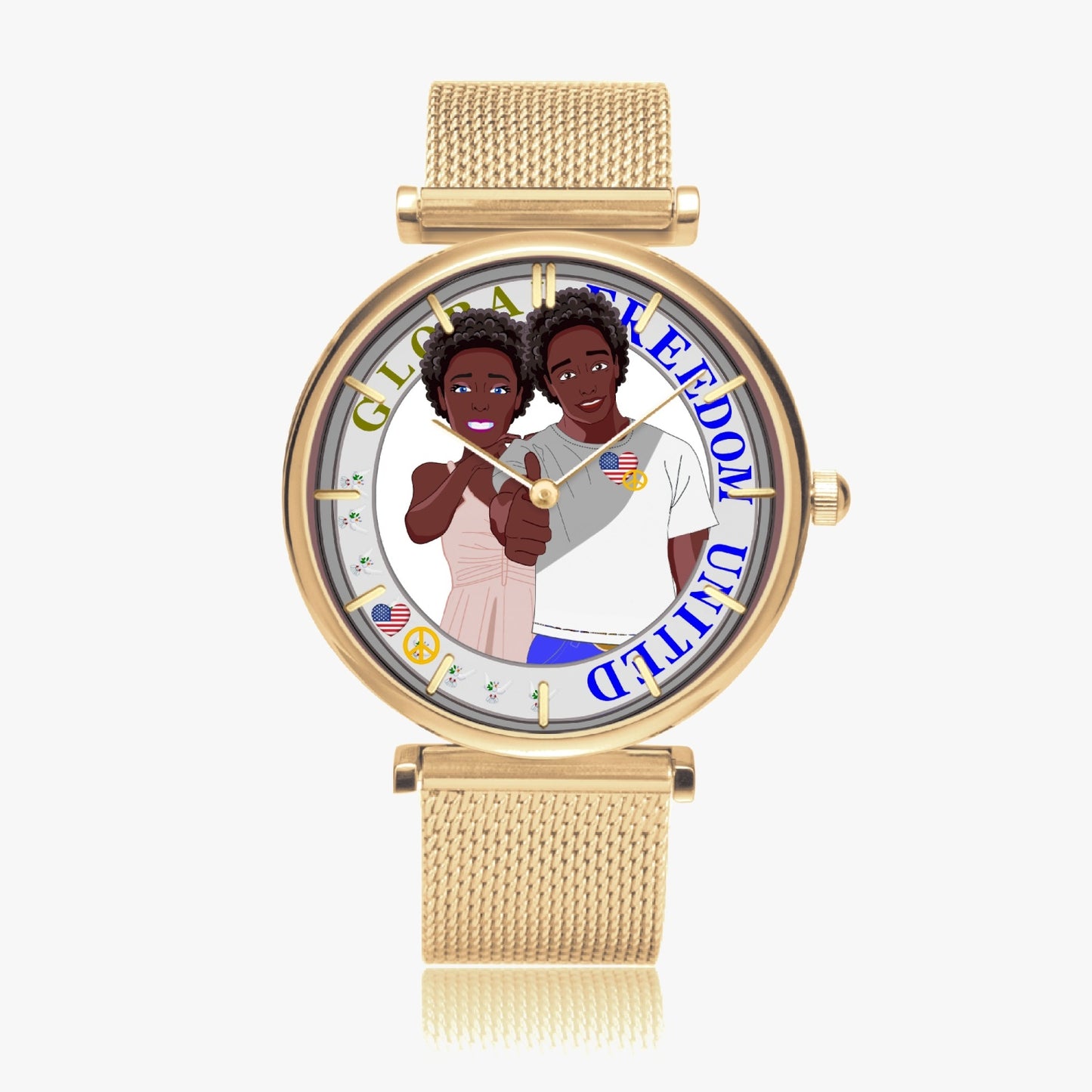GLOBAL FREEDOM UNITED© Afro American - New Stylish Ultra-Thin Quartz Watch (With Indicators)