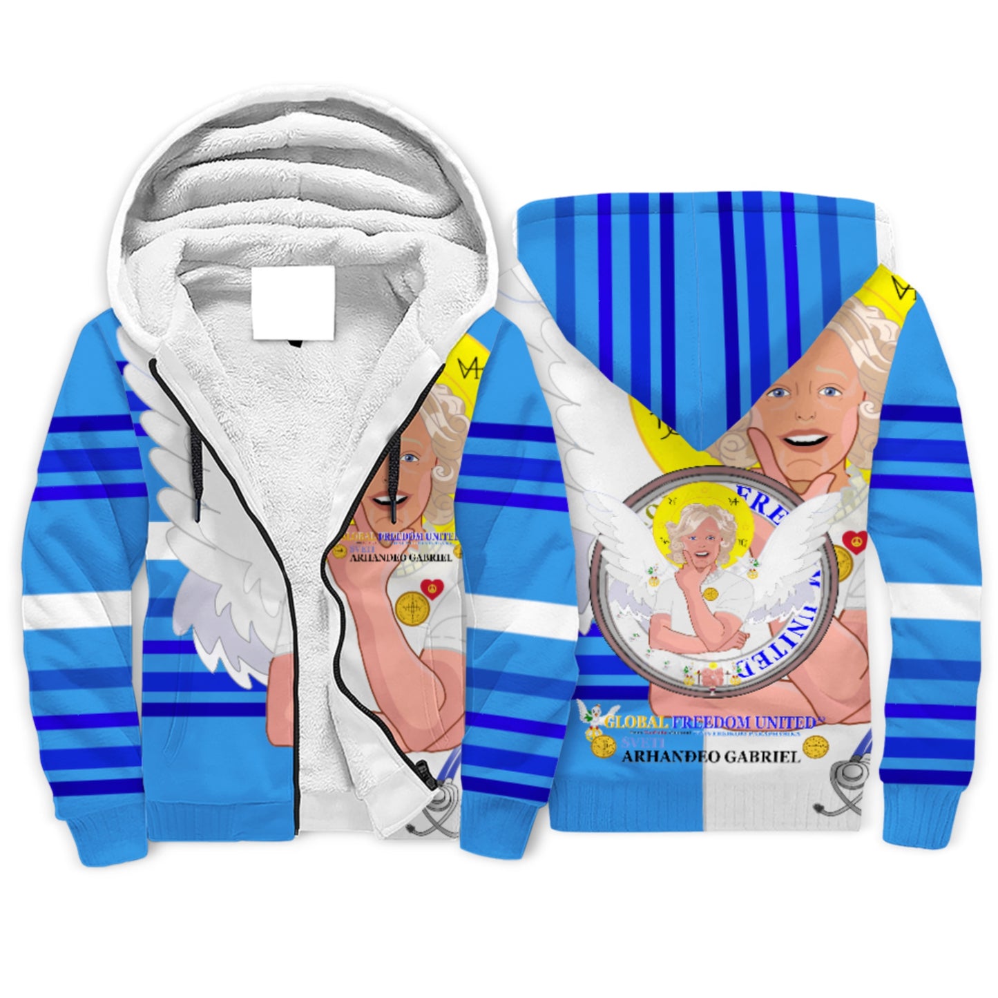 Plush Hoodie GLOBAL FREEDOM UNITED© Archangel Gabriel Croatia Deep Blue