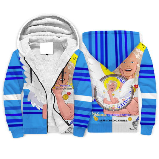 Plush Hoodie GLOBAL FREEDOM UNITED© Archangel Gabriel Croatia Deep Blue