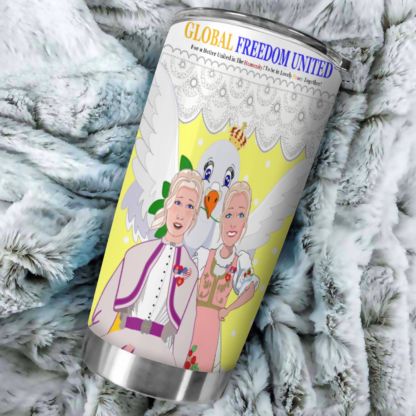 Tumbler 2 GLOBAL FREEDOM UNITED© Women Serbia & USA Yellow