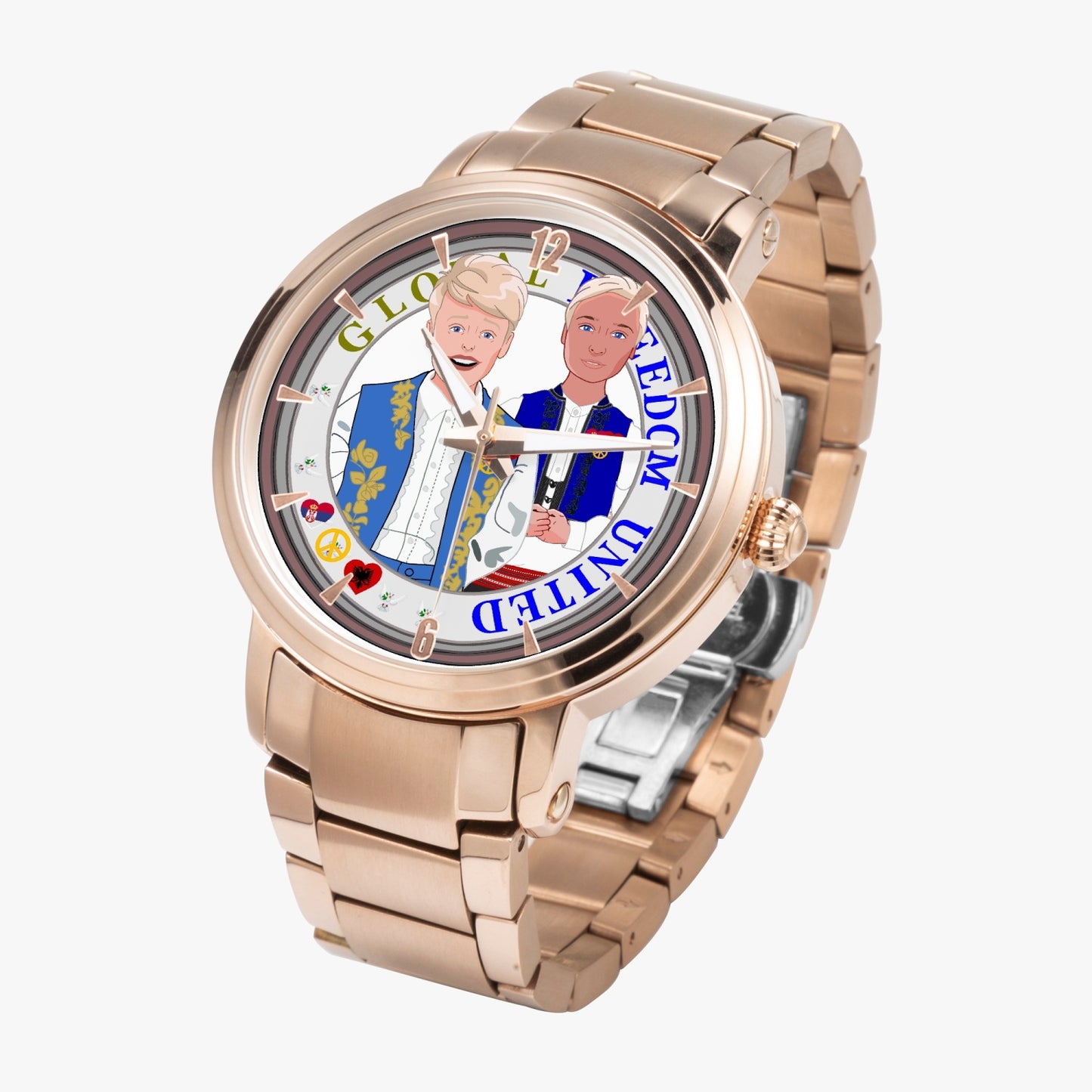 GLOBAL FREEDOM UNITED© New Steel Strap Automatic Watch (With Indicators) Men Albania & Serbia