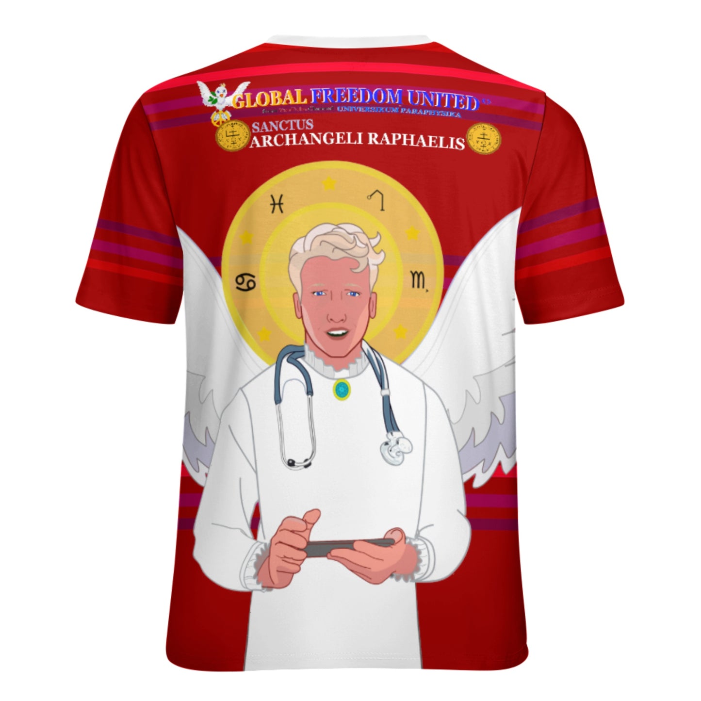 Women´s T-shirt GLOBAL FREEDOM UNITED© Archangel Rafael Old Latin Red
