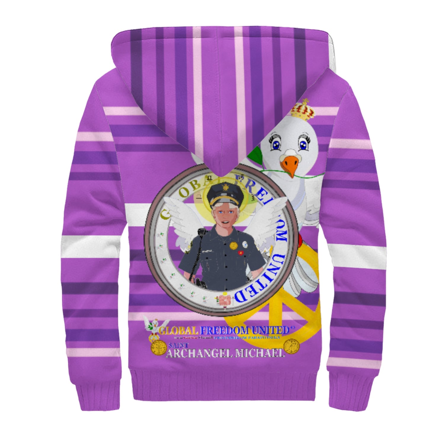Plush Hoodie GLOBAL FREEDOM UNITED© Archangel Michael As Policemen Lilac