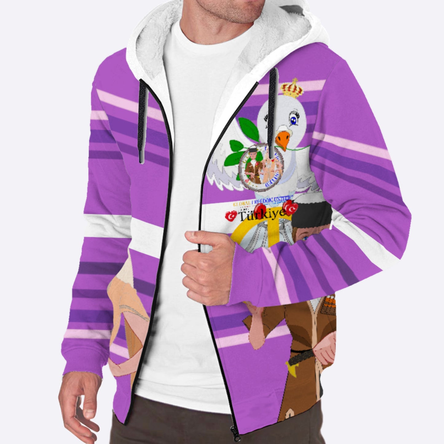 Plush Hoodie GLOBAL FREEDOM UNITED© Couple Turkey Lilac