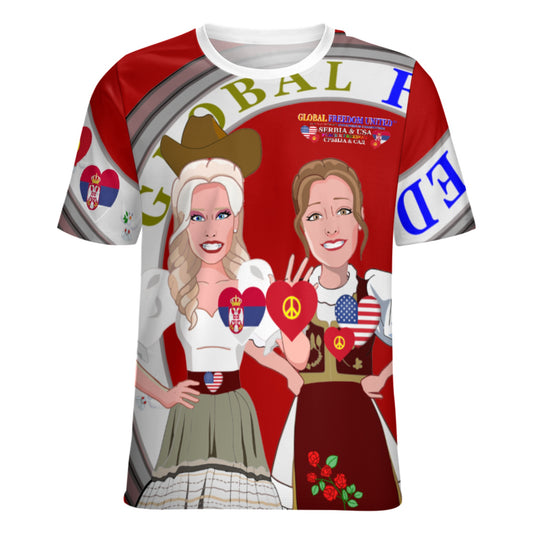 Women´s T-shirt 3 GLOBAL FREEDOM UNITED© Women Serbia & USA Red