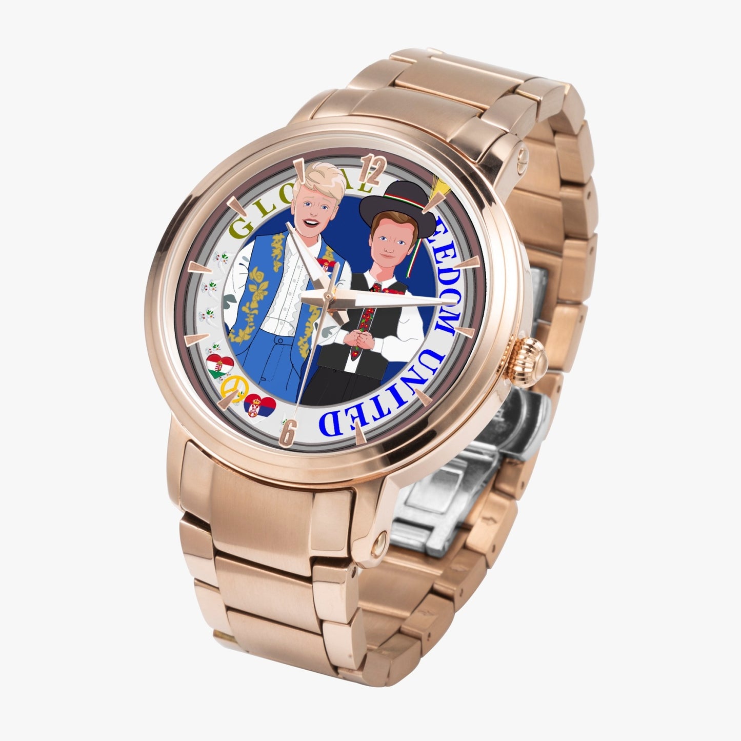 New Steel Strap Automatic Watch (With Indicators) GLOBAL FREEDOM UNITED© MEN SERBIA & HUNGARY