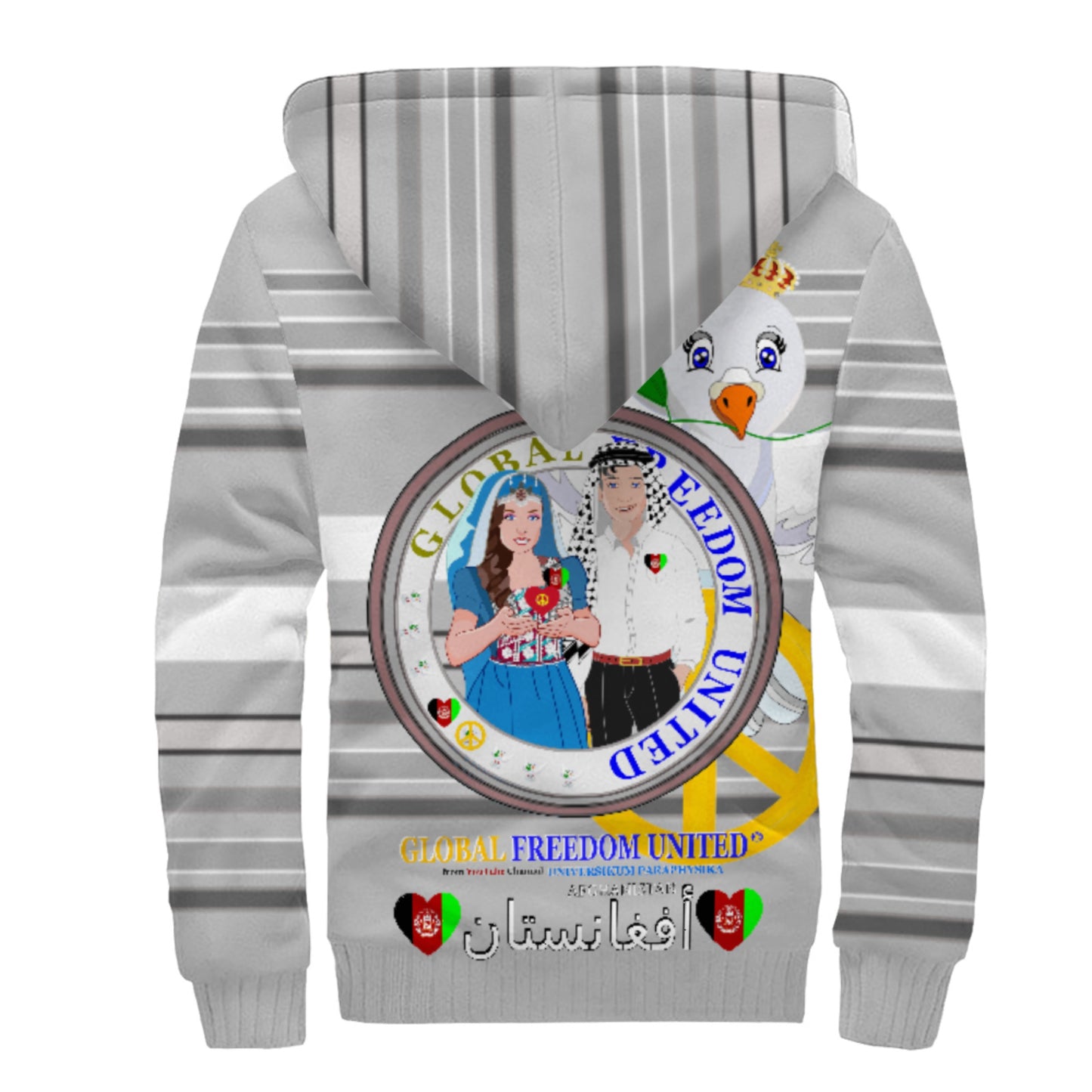 Plush Hoodie GLOBAL FREEDOM UNITED© Couple Afghanistan Grey