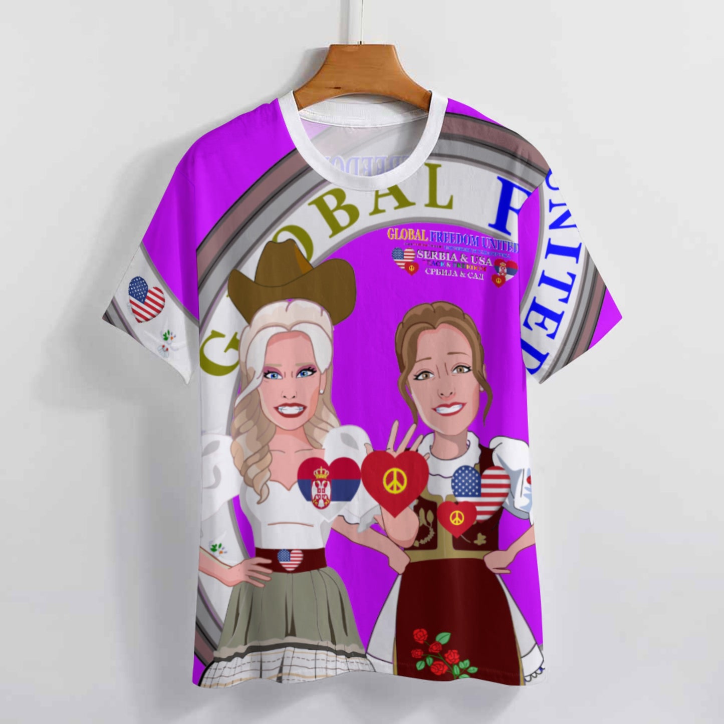 Women´s T-shirt 3 GLOBAL FREEDOM UNITED© Women Serbia & USA Lilac