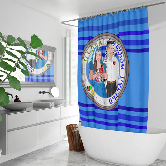 GLOBAL FREEDOM UNITED© Couple Afghanistan Deep Blue Quick-drying Shower Curtain