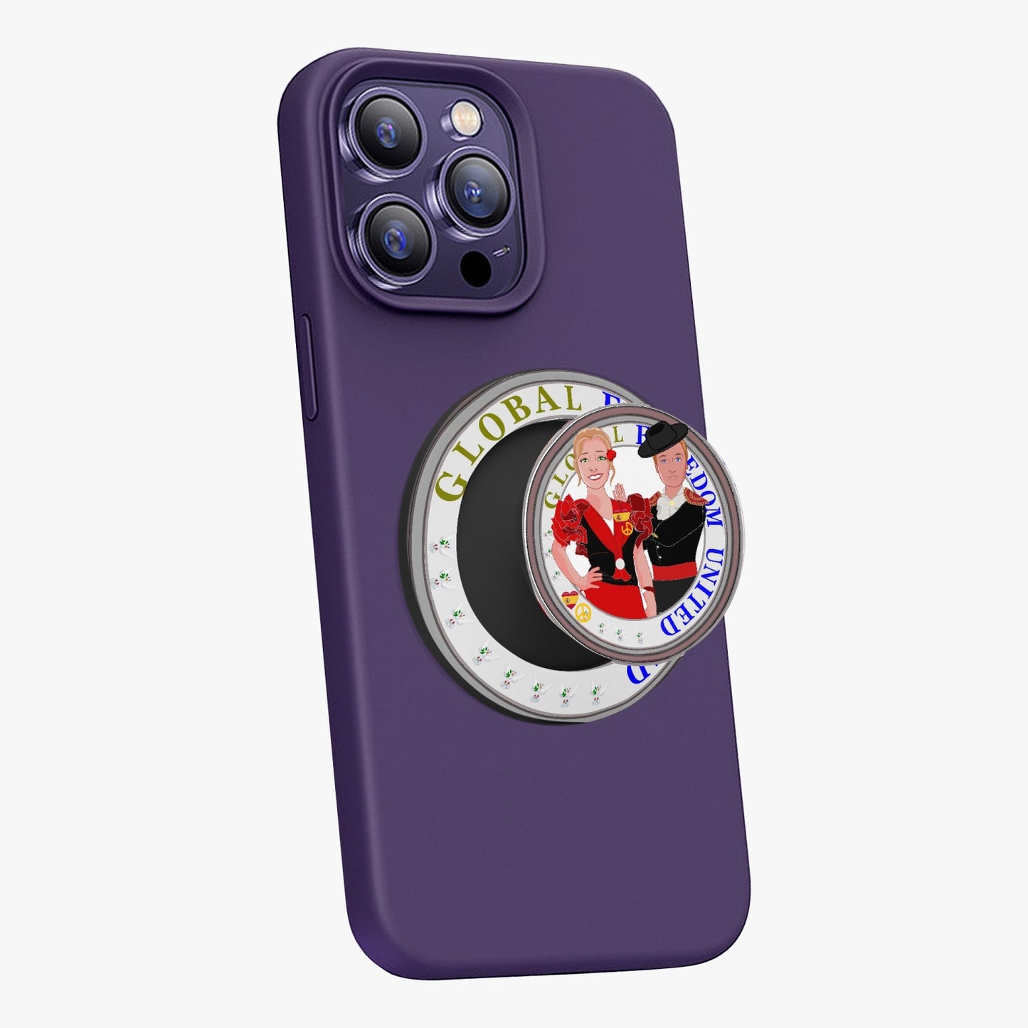 GLOBAL FREEDOM UNITED© Couple Spain Magnetic Collapsible Grip And Stand