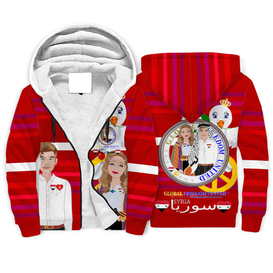 Plush Hoodie GLOBAL FREEDOM UNITED© Couple Syria Red