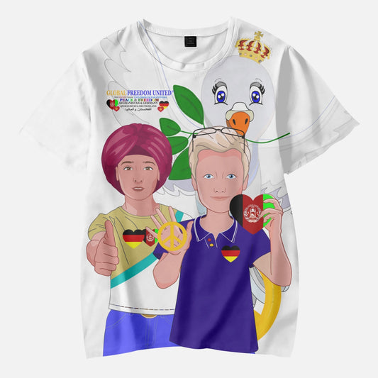 AOP Kids' Short T-Shirts GLOBAL FREEDOM UNITED BOY AFGHANISTAN &GERMANY BIG 1
