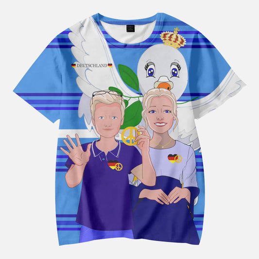 AOP Kids' Short T-Shirts GLOBAL FREEDOM UNITED COUPLE EDITION GERMANY V2 DEEP BLUE