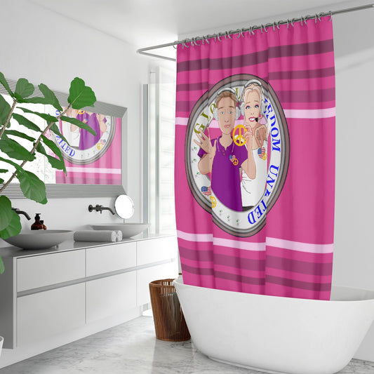 Quick-drying Shower Curtain GLOBAL FREEDOM UNITED© Couple USA Wight American Pink