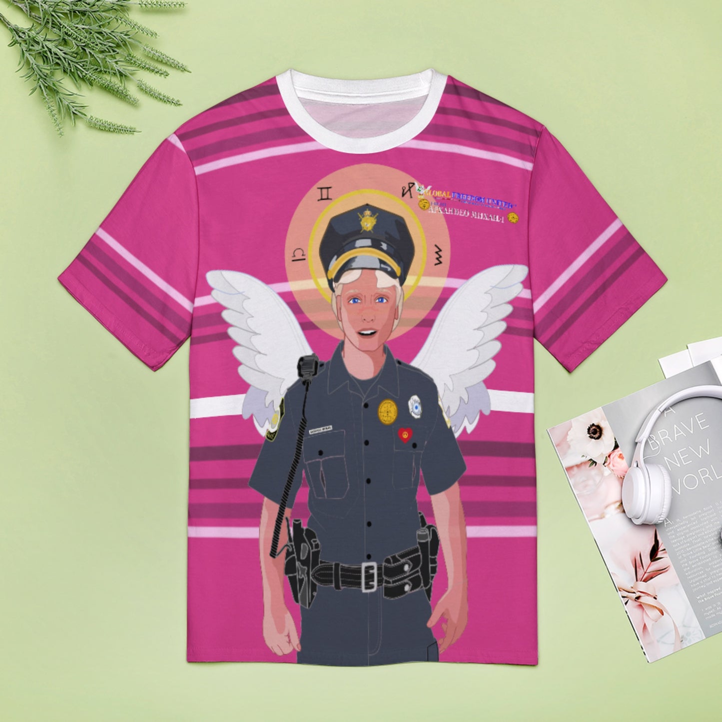 Women´s T-shirt  GLOBAL FREEDOM UNITED© Archangel Michael Serbia V4 Pink2