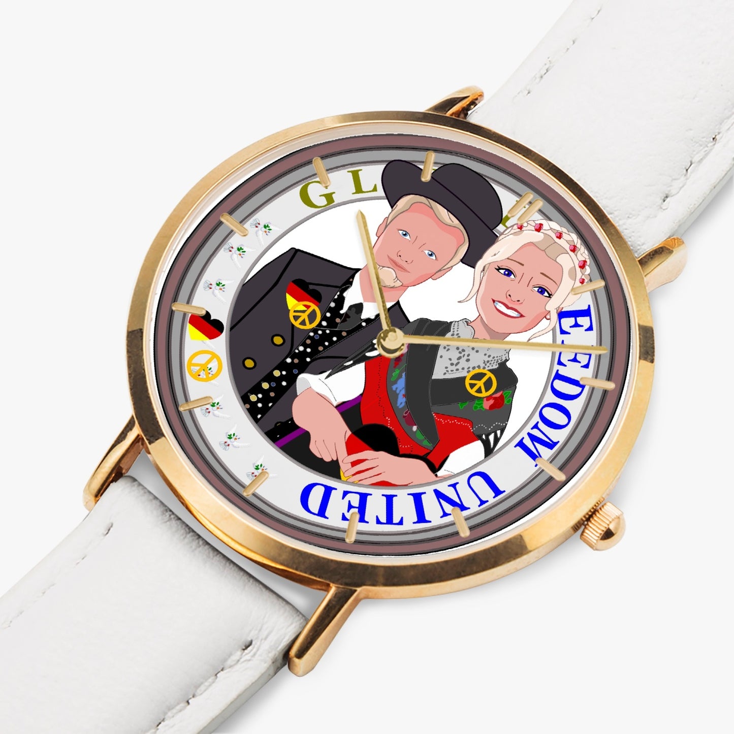 Hot Selling Ultra-Thin Leather Strap Quartz Watch (Rose Gold With Indicators)  GLOBAL FREEDOM UNITED©  COUPLE GERMANY TRADITION