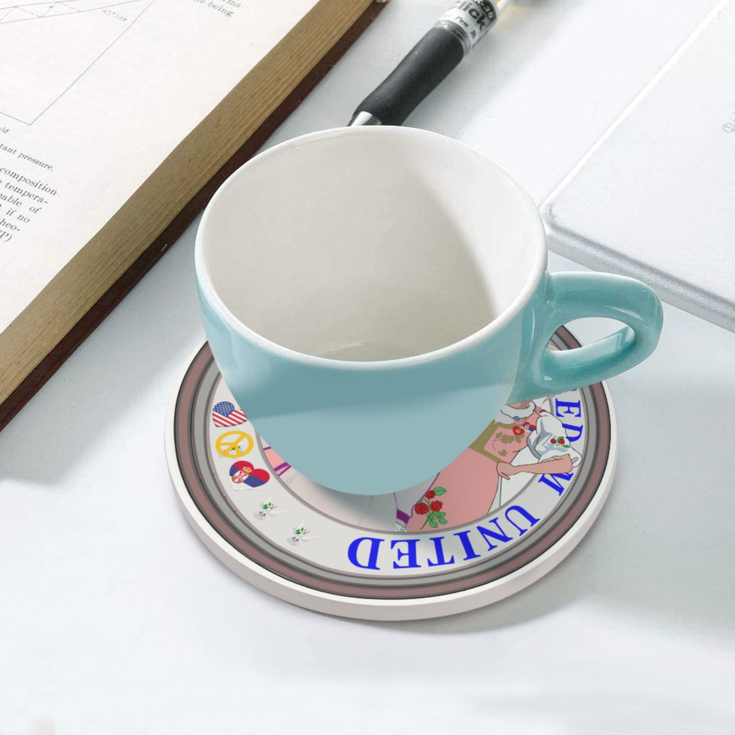 Ceramic Coaster GLOBAL FREEDOM UNITED© Women Serbia & USA