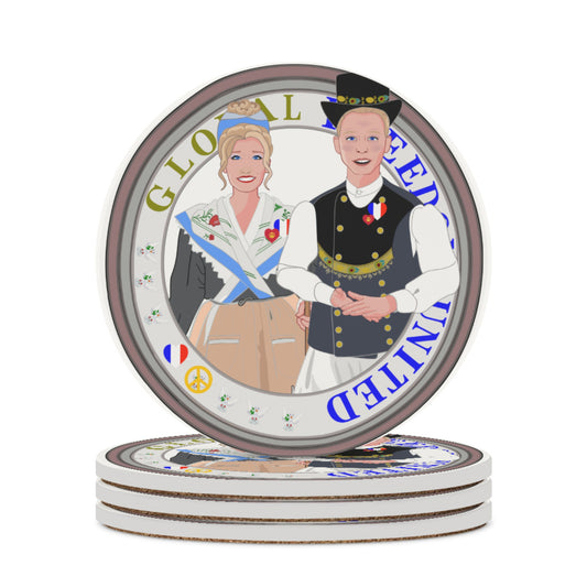 Ceramic Coasters GLOBAL FREEDOM UNITED© Couple French