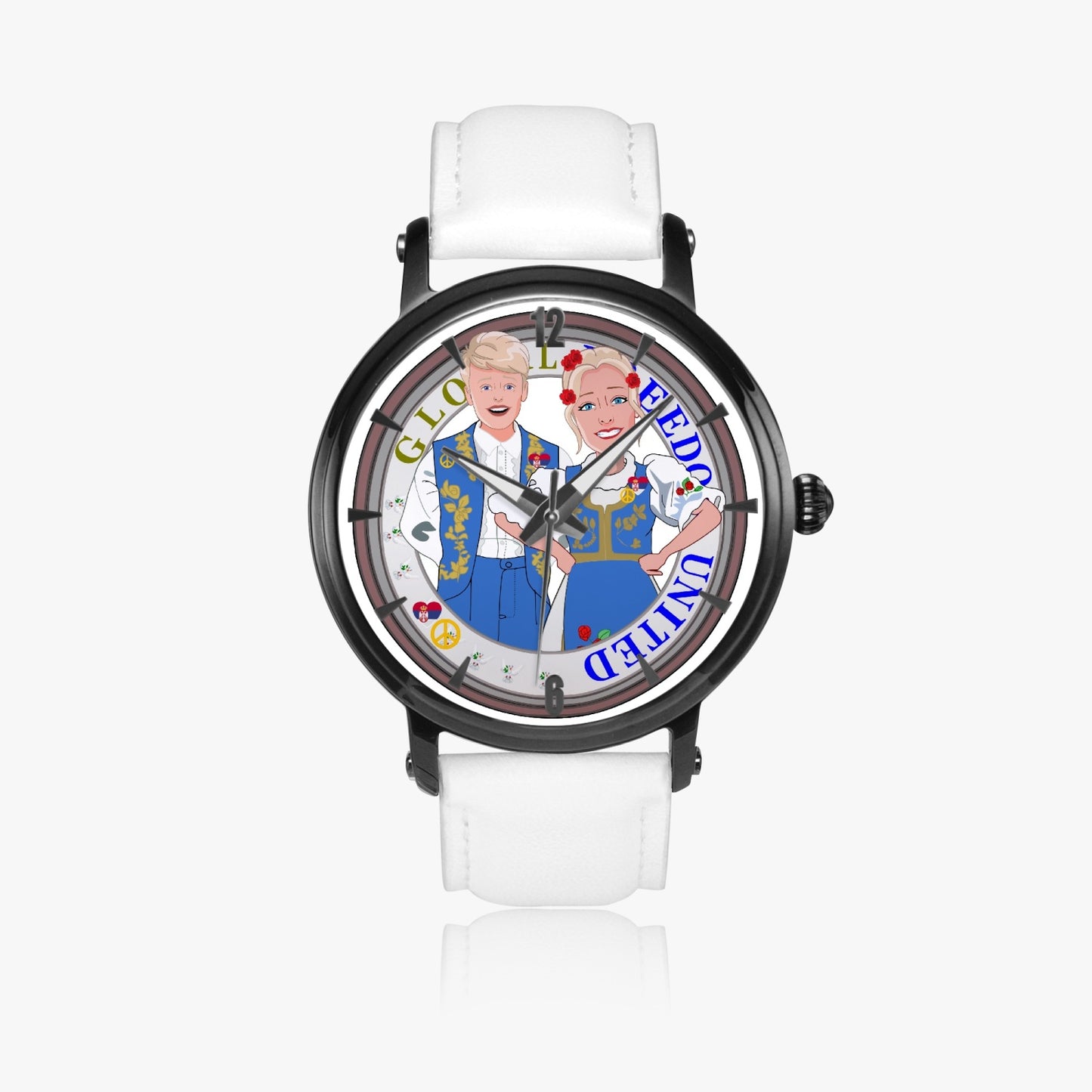 46mm Unisex Automatic Watch(Black) GLOBAL FREEDOM UNITED COUPLE EDITION SERBIA BLUE