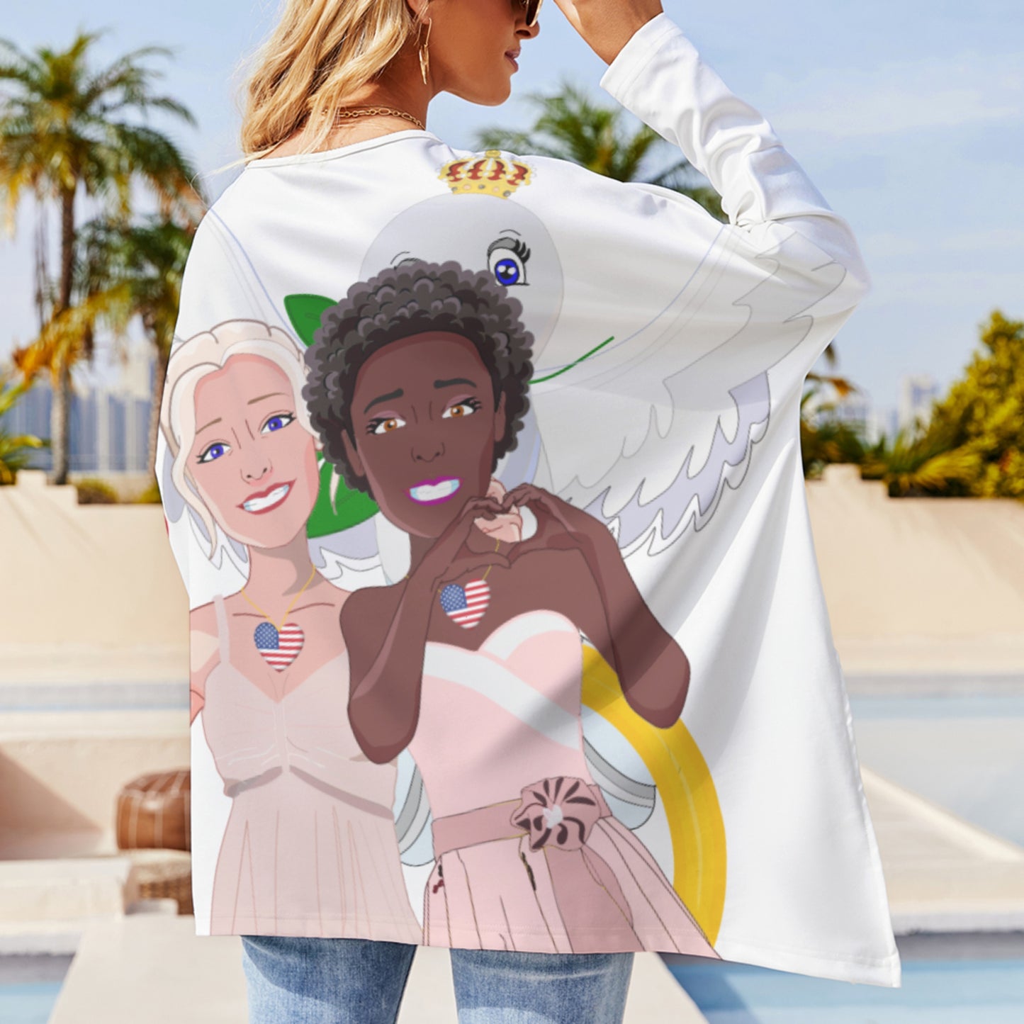 Pullover Long Sleeve T-shirt GLOBAL FREEDOM UNITED© Women Anti Racism & Fascism USA Big