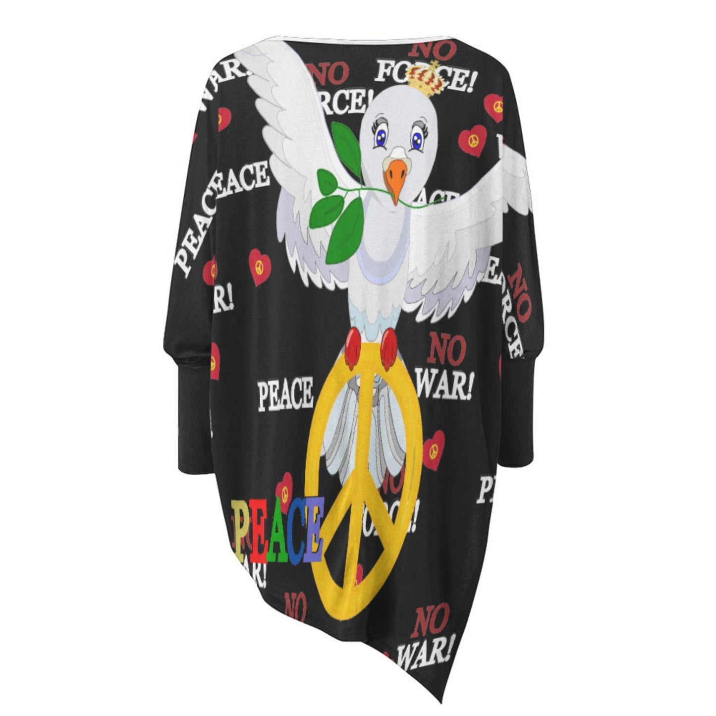 Pullover Long Sleeve T-shirt  GLOBAL FREEDOM UNITED© Dove Of Peace V1 Black