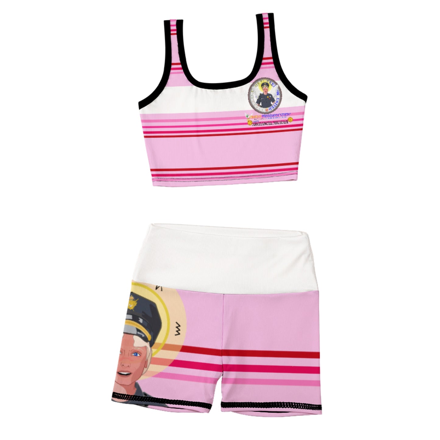 Thread Yoga Vest GLOBAL FREEDOM UNITED© Archangel Michael As Policemen Pink1