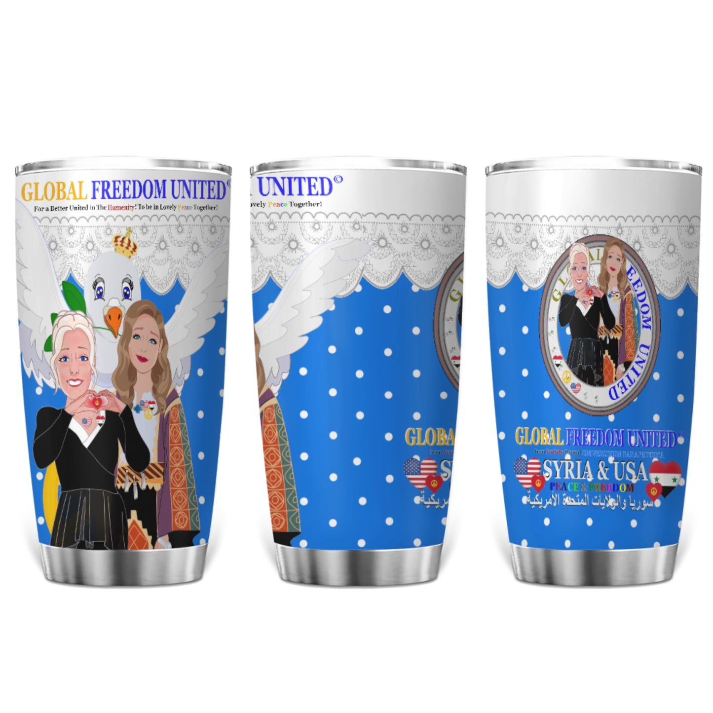 Tumbler GLOBAL FREEDOM UNITED© Women Syria & USA Blue