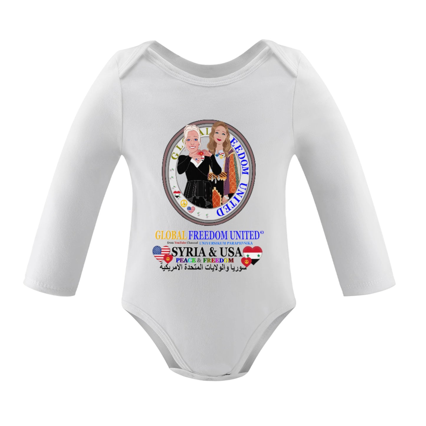 Baby Long-sleeve Bodysuit Global Freedom United© Women Syria & Usa