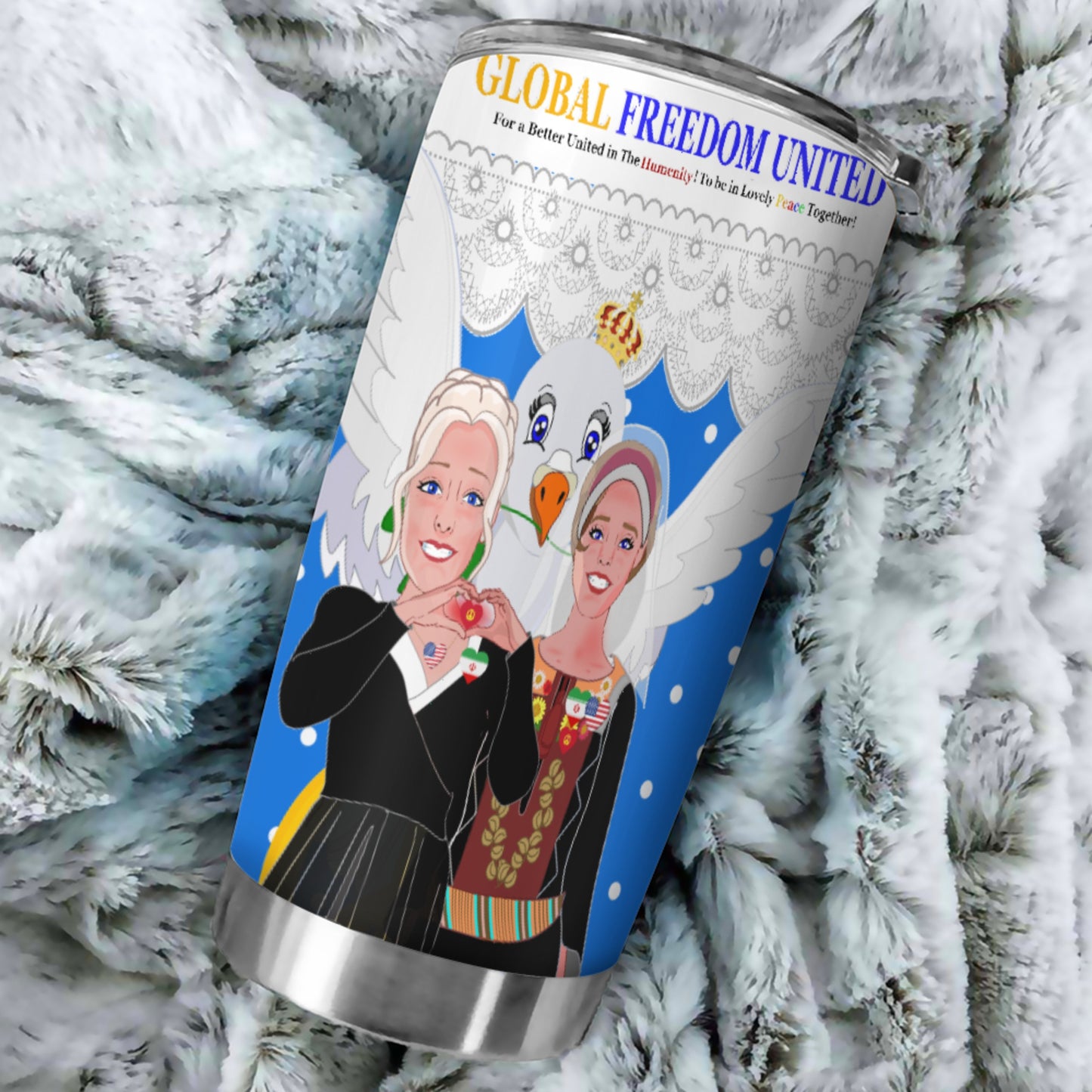 Tumbler GLOBAL FREEDOM UNITED© Women Iran & USA Blue