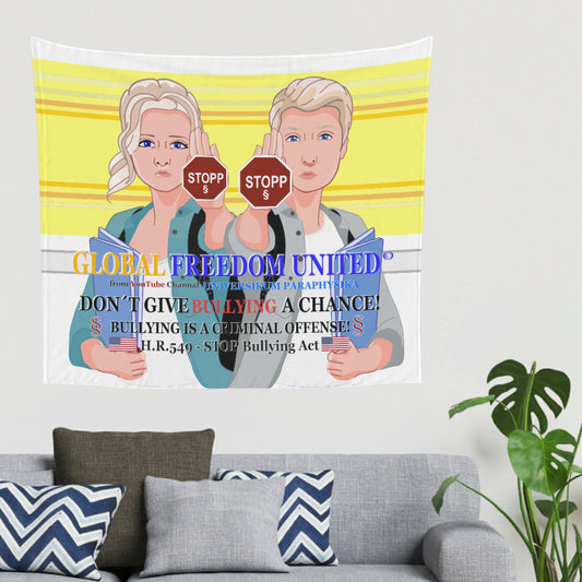 Tapestry GLOBAL FREEDOM UNITED© Anti Bullying USA Yellow