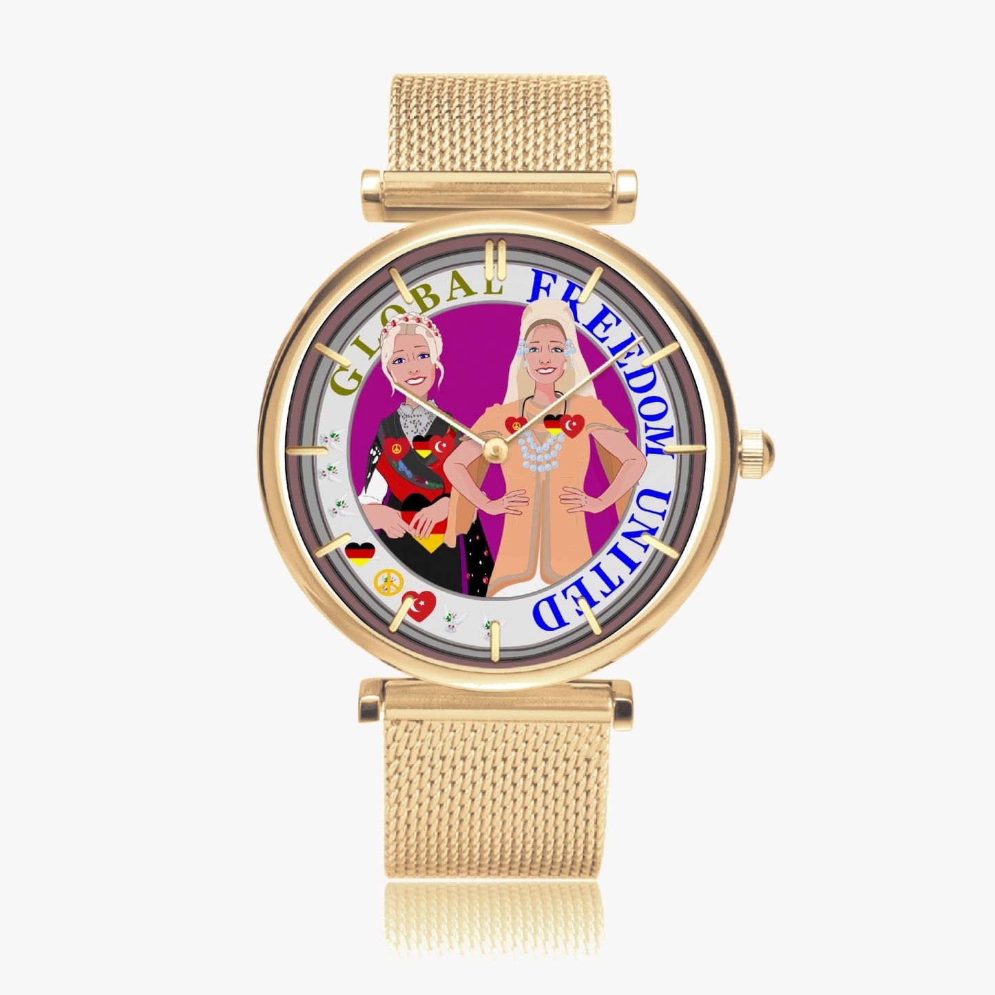 GLOBAL FREEDOM UNITED© New Stylish Ultra-Thin Quartz Watch (With Indicators) Women Turkey & Germany