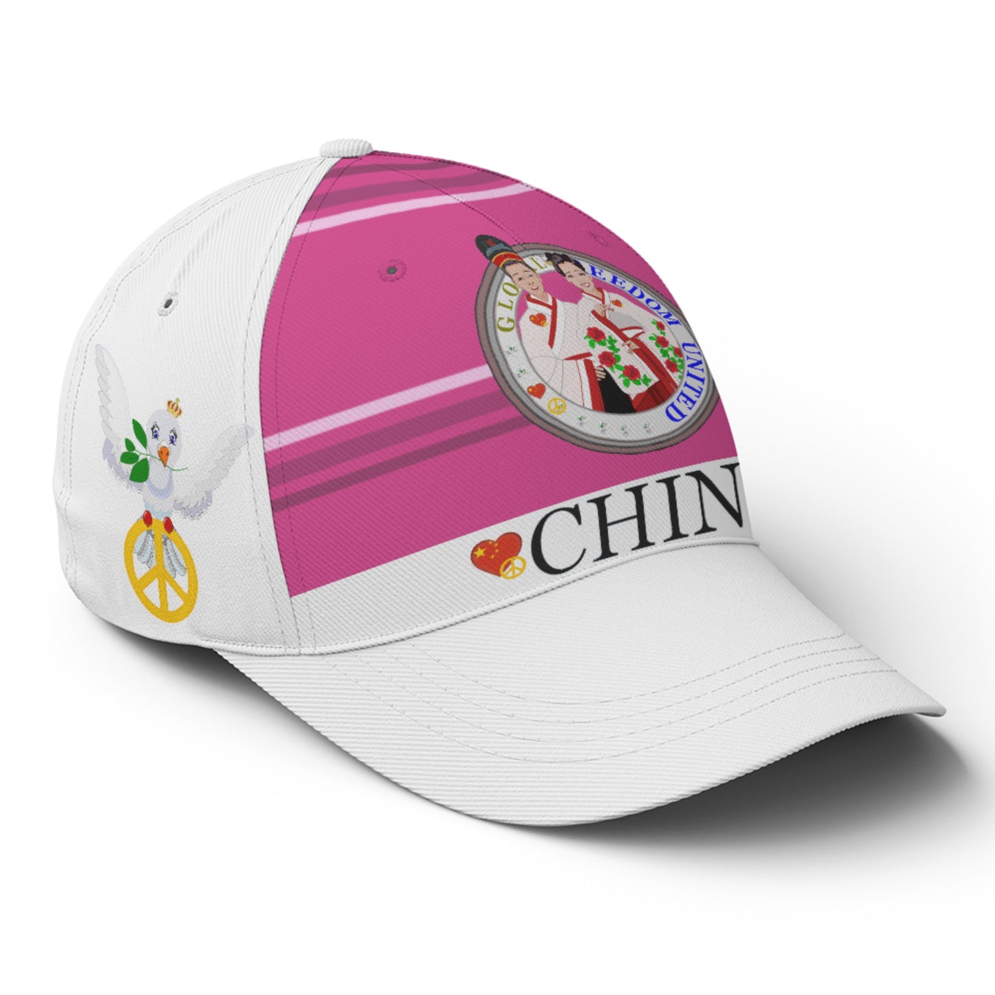 Basketball Cap GLOBAL FREEDOM UNITED© Couple China Pink2