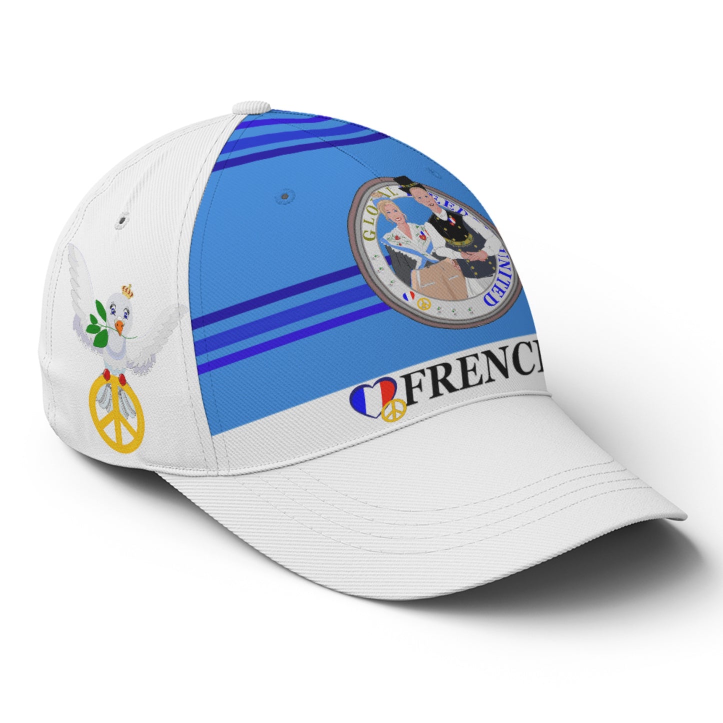 Basketball Cap GLOBAL FREEDOM UNITED© Couple French Deep Blue