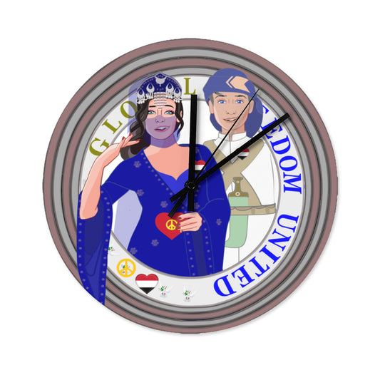 Wooden Wall Clock Without Scale GLOBAL FREEDOM UNITED© Couple Yemen