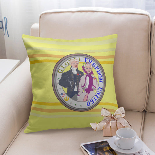 GLOBAL FREEDOM UNITED© Couple USA Georg Washington Yellow - Square Pillow Cover